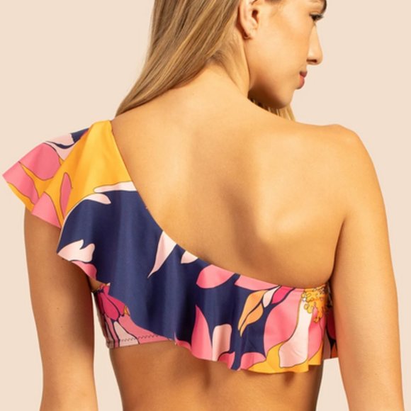 Trina Turk Breeze One Shoulder Ruffle Top Size 14 - Picture 2 of 9